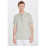 ALTINYILDIZ CLASSICS Mint%100 Pamuk Slim Fit Dar Kesim Polo Yaka Jakarlı Tişört, L, ACE091262672, Mınt, Erkek