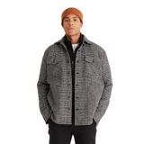 ALTINYILDIZ CLASSICS Oversize Fit Geniş Kesim Gizli Düğme Yaka Desenli Gömlek Ceket, Renk Siyah-Beyaz, Beden M