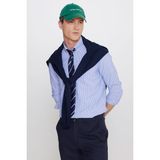 Altınyıldız Classics Pamuklu Slim Fit Dar Kesim Italyan Yaka Oxford Gömlek - Mavi - Beyaz - 2XL