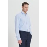 Altınyıldız Classics Pamuklu Slim Fit Dar Kesim Klasik Yaka Armürlü Gömlek - Acık Mavi