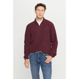 Altınyıldız Classics Pamuklu Standart Fit Normal Kesim Bato Yaka Jakarlı Triko Kazak - Bordo - XL