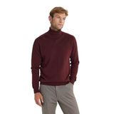 ALTINYILDIZ CLASSICS Pamuklu Standart Fit Normal Kesim Tam Balıkçı Yaka Jakarlı Triko Kazak, Renk Bordo, Beden L