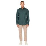 ALTINYILDIZ CLASSICS Recycle Slim Fit Dar Kesim Gizli Düğmeli Yaka Pamuklu Flanel Oduncu Gömlek, Renk Koyu Yeşil, Beden S