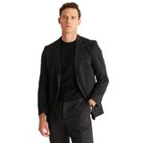 ALTINYILDIZ CLASSICS Regular Fit Geniş Kesim Mono Yaka Desenli Yünlü Ceket, Renk Siyah - Gri, Beden 54-4 Drop