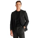 ALTINYILDIZ CLASSICS Regular Fit Geniş Kesim Mono Yaka Desenli Yünlü Ceket, Renk Siyah - Gri, Beden 58-4 Drop