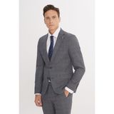 Altınyıldız Classics Slim Fit Dar Kesim Desenli Mono Yaka Gri-Mavi Takım Elbise - Gri - Mavi - 6 Drop - 48