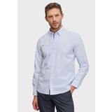 ALTINYILDIZ CLASSICS Slim Fit Dar Kesim Gizli Düğme Yaka Baskılı Gömlek, Renk Beyaz-Mavi, Beden S