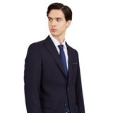 ALTINYILDIZ CLASSICS Slim Fit Dar Kesim Kırlangıç Yaka Armürlü Takım Elbise, Renk Lacivert, Beden 46-6 Drop