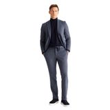 ALTINYILDIZ CLASSICS Slim Fit Dar Kesim Kırlangıç Yaka Desenli Takım Elbise, Renk Lacivert-Gri, Beden 46-6 Drop
