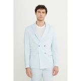 Altınyıldız Classics Slim Fit Dar Kesim Kırlangıç Yaka Kapak Cepli Kruvaze Damatlık Smokin Takım - Açık Mavi - 6 Drop - 54