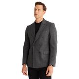 ALTINYILDIZ CLASSICS Slim Fit Dar Kesim Kırlangıç Yaka Yünlü Ceket, Renk Siyah, Beden 56-6 Drop