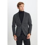 Altınyıldız Classics Slim Fit Dar Kesim Mono Yaka Armürlü Torba Cepli Blazer Ceket Erkek İçin - 54-6N - Siyah