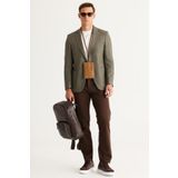 ALTINYILDIZ CLASSICS Slim Fit Dar Kesim Mono Yaka Desenli Ceket, Renk Haki, Beden 46-6 Drop
