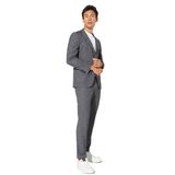 ALTINYILDIZ CLASSICS Slim Fit Dar Kesim Mono Yaka Desenli Takım Elbise, Renk Antrasit-Beyaz, Beden 50-6 Drop