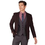 ALTINYILDIZ CLASSICS Slim Fit Dar Kesim Mono Yaka Desenli Yelekli Takım Elbise, Renk Bordo-Gri, Beden 48-6 Drop