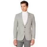 ALTINYILDIZ CLASSICS Slim Fit Dar Kesim Mono Yaka Desenli Yünlü Ceket, Renk Gri, Beden 52-6 Drop