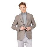 ALTINYILDIZ CLASSICS Slim Fit Dar Kesim Mono Yaka Desenli Yünlü Ceket, Renk Kahverengi-Mavi, Beden 46-6 Drop
