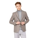 ALTINYILDIZ CLASSICS Slim Fit Dar Kesim Mono Yaka Desenli Yünlü Ceket, Renk Kahverengi-Mavi, Beden 54-6 Drop