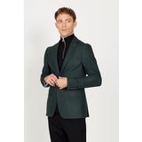 ALTINYILDIZ CLASSICS Slim Fit Dar Kesim Mono Yaka Desenli Yünlü Ceket, Renk Yeşil, Beden 52-6 Drop