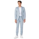 ALTINYILDIZ CLASSICS Slim Fit Dar Kesim Mono Yaka Diyagonal Desenli Pamuklu Takım Elbise, Renk Mavi, Beden 48-6 Drop