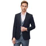 ALTINYILDIZ CLASSICS Slim Fit Dar Kesim Mono Yaka Ekose Desenli Yelekli Takım Elbise, Renk Koyu Lacivert, Beden 46-6 Drop