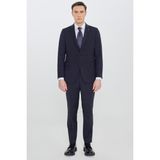 Altınyıldız Classics Slim Fit Dar Kesim Mono Yaka Kapak Cepli Desenli Esnek Lacivert Takım Elbise - 6 Drop - 54