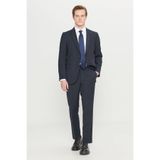 ALTINYILDIZ CLASSICS Slim Fit Dar Kesim Mono Yaka Kapak Cepli Desenli Esnek Lacivert Takım Elbise