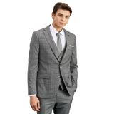 ALTINYILDIZ CLASSICS Slim Fit Dar Kesim Mono Yaka Kareli Yelekli Klasik Takım Elbise, Renk Gri, Beden 46-6 Drop