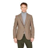 ALTINYILDIZ CLASSICS Slim Fit Dar Kesim Mono Yaka Kareli Yünlü Ceket, Renk Kahverengi-Bej, Beden 50-6 Drop