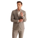 ALTINYILDIZ CLASSICS Slim Fit Dar Kesim Mono Yaka Kareli Yünlü Takım Elbise, KAHVERENGİ, 52-6 Drop