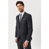 ALTINYILDIZ CLASSICS Slim Fit Dar Kesim Mono Yaka Kuş Gözü Desenli Yelekli Takım Elbise, Renk Koyu Lacivert, Beden 46-6 Drop