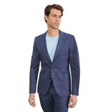 ALTINYILDIZ CLASSICS Slim Fit Dar Kesim Mono Yaka Seyahat Çantalı Desenli Takım Elbise, Renk Lacivert-Beyaz, Beden 48-6 Drop