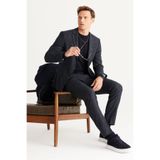 ALTINYILDIZ CLASSICS Slim Fit Dar Kesim Mono Yaka Yünlü Desenli Takım Elbise, Lacivert, 56-6 Drop