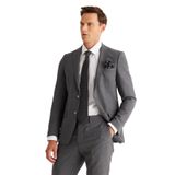 ALTINYILDIZ CLASSICS Slim Fit Dar Kesim Mono Yaka Yünlü Takım Elbise, Renk Gri, Beden 52-6 Drop