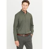 ALTINYILDIZ CLASSICS Slim Fit Düğmeli Yaka Haki Erkek Gömlek ACE020261467_HAK