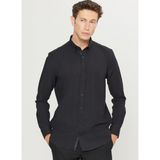 Altınyıldız Classics Slim Fit Düğmeli Yaka Siyah Erkek Gömlek ACE020261467_SYH