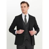 ALTINYILDIZ CLASSICS Slim Fit Mono Yaka Yelekli Erkek Takım Elbise Siyah Antrasit 46-6 Drop