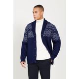 ALTINYILDIZ CLASSICS Standart Fit Normal Kesim Şal Yaka Triko Hırka, Renk Lacivert, Beden 2XL