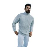 ALTINYILDIZ CLASSICS Standart Fit Normal Kesim Tam Balıkçı Yaka Jakarlı Triko Kazak, Renk Gri Melanj, Beden S
