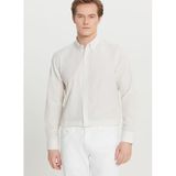 ALTINYILDIZ CLASSICS Tailored Fit Düğmeli Yaka Beyaz-Bej Gömlek, XL, 5003307602, Beyaz - Bej, Erkek