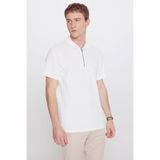 ALTINYILDIZ CLASSICS%100 Pamuk Slim Fit Dar Kesim Polo Yaka Jakarlı Tişört, L, ACE091262672, Ekru, Erkek