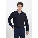 Altınyıldız Regular Fit Geniş Kesim Klasik Yaka Armürlü Siyah Gömlek