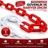 Altitek 8 mm Ekonomik Ikaz Ürünü Plastik Kırmızı Beyaz 1 Metre Güvenlik ve Bariyer Zinciri