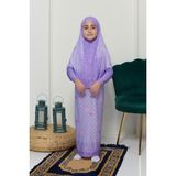 Altobeh Çocuk Namaz Takımı Pratik Iki Parça Desenli Kollu Tak Çıkar Başörtülü Likralı Tesettür Elbise (6-12 Yaş) 901-0102 - Mor - 10 Yaş