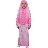 Altobeh Çocuk Namaz Takımı Pratik Iki Parça Desenli Kollu Tak Çıkar Başörtülü Likralı Tesettür Elbise (6-12 Yaş) 901-0102 - Pembe - 8 Yaş