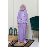 Altobeh Çocuk Namaz Takımı Pratik Iki Parça Desenli Kollu Tak Çıkar Başörtülü Likralı Tesettür Elbise (6-12 Yaş) 901-0201 - Mor - 6 Yaş