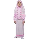 Altobeh Çocuk Namaz Takımı Pratik Iki Parça Desenli Kollu Tak Çıkar Başörtülü Likralı Tesettür Elbise (6-12 Yaş) 901-0201 - Pembe - 6 Yaş