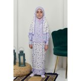 Altobeh Çocuk Namaz Takımı Pratik Iki Parça Desenli Kollu Tak Çıkar Başörtülü Likralı Tesettür Elbise (6-12 Yaş) 901-0301 - Mor - 10 Yaş