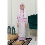 Altobeh Çocuk Namaz Takımı Pratik Iki Parça Desenli Kollu Tak Çıkar Başörtülü Likralı Tesettür Elbise (6-12 Yaş) 901-0301 - Pembe