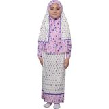 Altobeh Çocuk Namaz Takımı Pratik Iki Parça Desenli Kollu Tak Çıkar Başörtülü Likralı Tesettür Elbise (6-12 Yaş) 901-0401 - Pembe - 8 Yaş